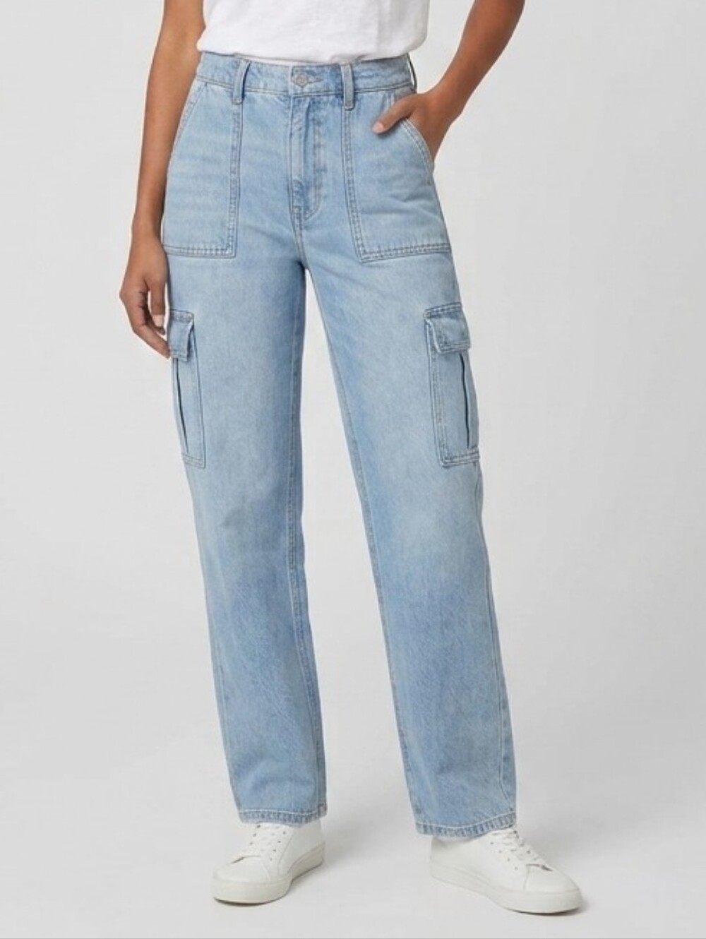 Sincerely Jules Cargo Jeans Women’s 9/29 Light Wash Denim Utility Pants